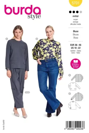 Weekendaanbieding Naaipatroon Blouse, Burda 5701, Nl/Dui/En/Fr