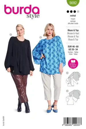 Voordeelprijs Naaipatroon Blouse & top, Burda 5692, Nl/Dui/En/Fr