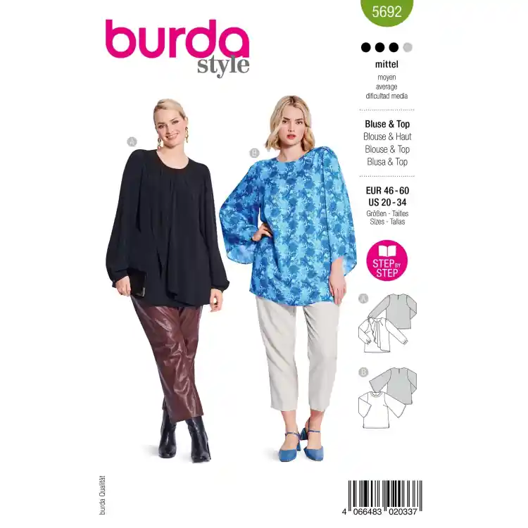 Voordeelprijs Naaipatroon Blouse & top, Burda 5692, Nl/Dui/En/Fr