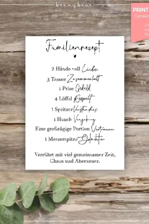 Voordeelprijs Plotterbestand/Printbestand beemybear Familienrezept, Duits