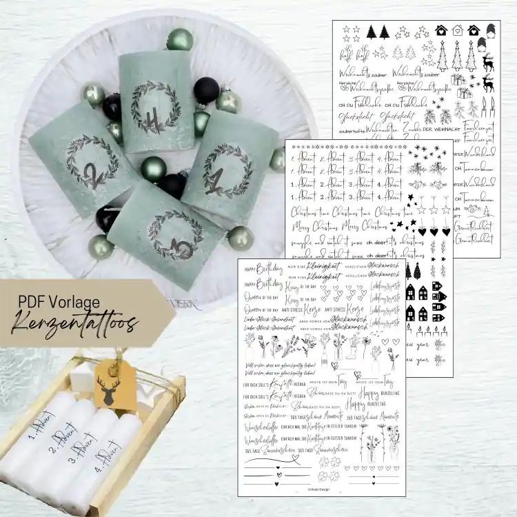 Weekendaanbieding E-book Unikati Kerzentattoos Weihnachten/Geburtstag, Duits