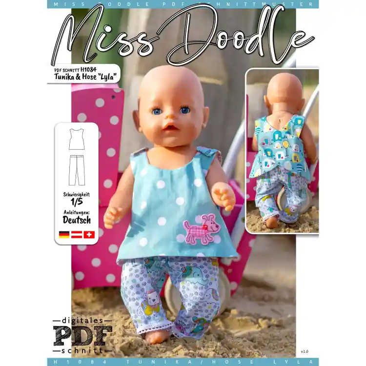 Aanbieding E-book Miss Doodle H1084 Poppenset Lyla, Nederlands