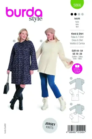 Voordeelprijs Naaipatroon jurk en shirt, Burda 5866, Nl/Dui/En/Fr