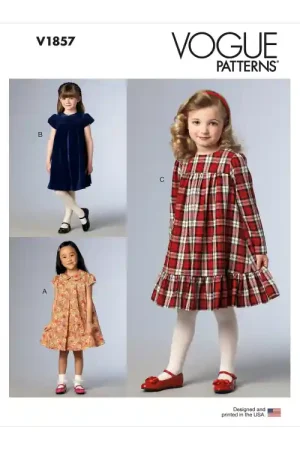 Vogue 1857 kinderjurk, maat 122-134, Dui/En/Fr Direct Beschikbaar