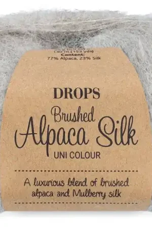 Beste Prijs DROPS Brushed Alpaca Silk Uni Colour - 02 lichtgrijs - Wol Garen