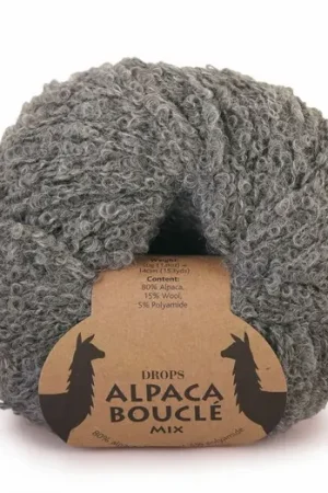 Actieprijs DROPS Alpaca Bouclé Mix - 0517 grijs - Wol Garen