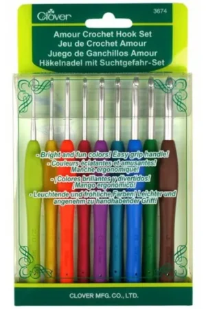 Clover Amour Haaknaalden Set - 2 t/m 6 mm - Ergonomisch en fijne aluminium haakpunten Lage Prijs