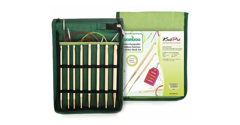 KnitPro Bamboo Afghaans Tunische Haaknaalden (verwisselbaar) - Set Laatste Versie