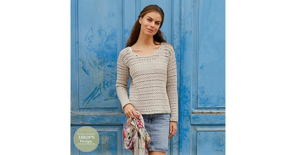 Veilige Betaling Patroon Gehaakte Trui "Miles Away" met kantpatroon - Drops Design