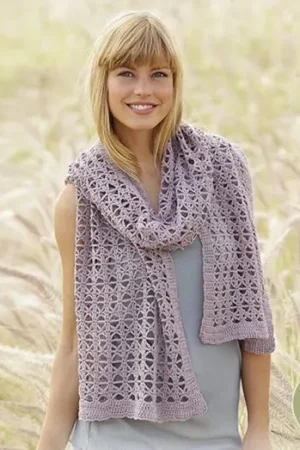 Veilige Betaling Patroon Gehaakte Sjaal met Kantpatroon "Rise & Shine" - Drops