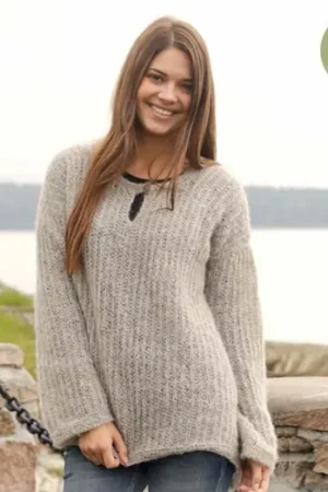 Gecertificeerd Patroon Gebreide Trui "Brume" met Drops Air of Brushed Alpaca Silk wol