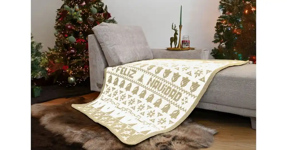 Gereduceerde Prijs KATIA Merry Blanket CAL Kit Beige - Mozaïek Gehaakte Kerstdeken - Haakpatroon Mr. Cey Crochet