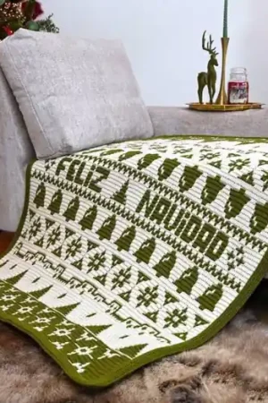 KATIA Merry Blanket CAL Kit Groen - Mozaïek Gehaakte Kerstdeken - Haakpatroon Mr. Cey Crochet Beperkte Voorraad