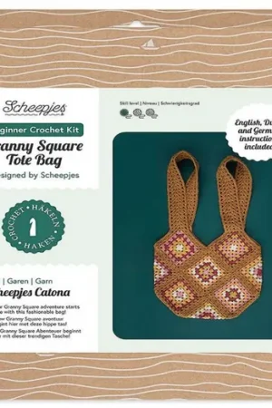 Scheepjes Granny Square Tote Bag - Bruin met kleur - Haakkit beginners Veilige Betaling
