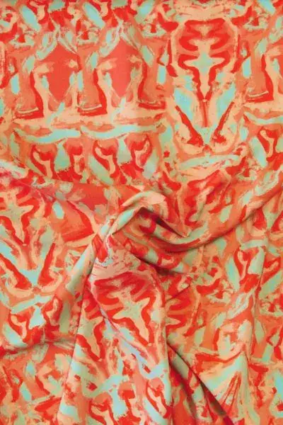 Viscose - Coral Artwork on Dark Mint Direct Verzonden