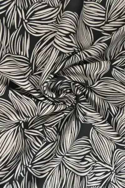 Viscose - Striped Flowers - Black/White Betrouwbaar