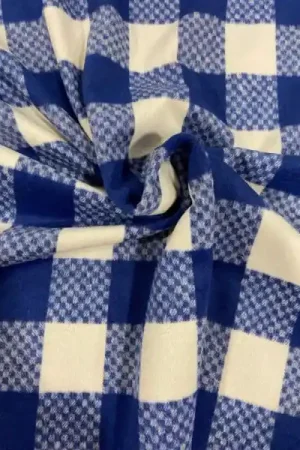 Wol - Blokruit -Blauw / Wit Actieprijs