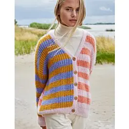 Weekendaanbieding Lana Grossa streepvest breien van Cool Wool Big en Silkhair f64,m37