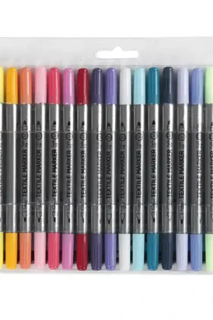 Textielstiften, lijndikte: 2,3+3,6 mm,20stuks extra kleuren Lage Prijs