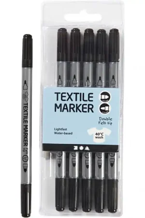 Meest Verkocht Textielstiften, lijndikte: 2,3+3,6 mm, zwart, 6stuks