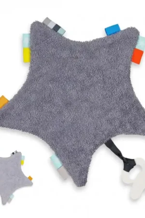 Labeldoek ster grijs/zilver speenkoord met naam Bestseller