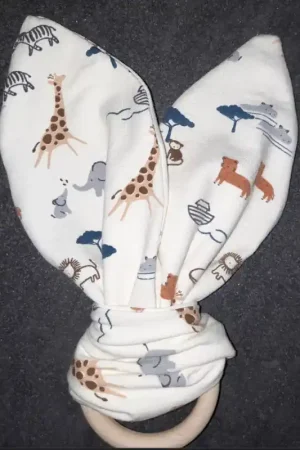 Bijtring met oortjes (konijnenoor)dieren met naam Premium