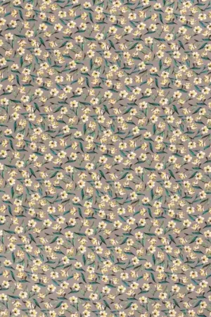 Viscose Poplin Bloemetjes Beige Meest Verkocht