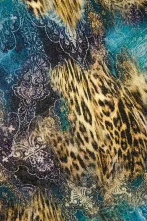 Viscose Tricot Panter Melange Blauw Gratis Verzending