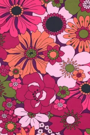 Aanbieding French Terry Bloemen Paars