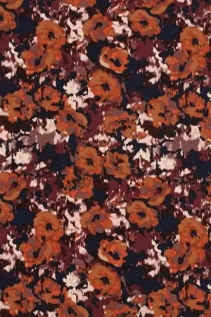 Viscose Crêpe Bloemen Marine Blauw Koopje