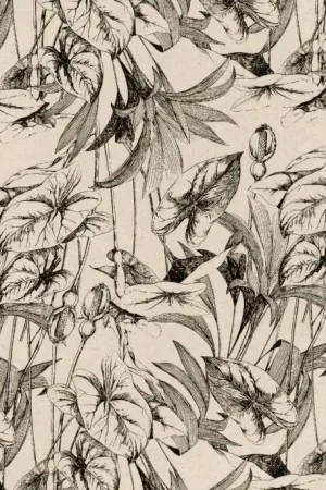 Viscose Linnen Bladeren Beige Meest Verkocht