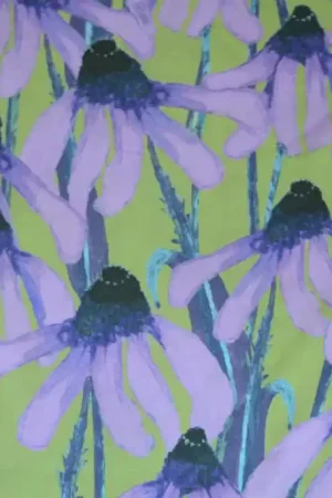 Viscose Bloemen Groen\\/Paars Direct Verzonden