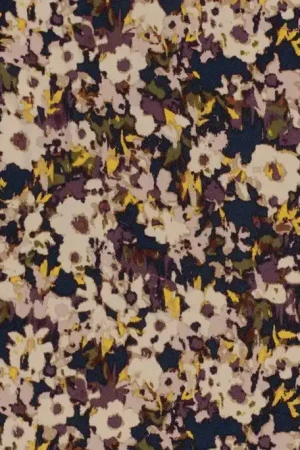 Viscose\\/Nylon Jersey Bloemen Aubergine Nieuw