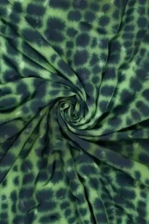 Viscose Jacquard Print Groen Handen Direct Beschikbaar