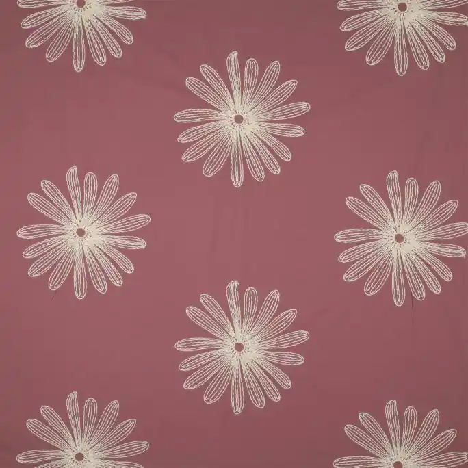 Weekendaanbieding Katoen Geborduurd Bloemen Mauve