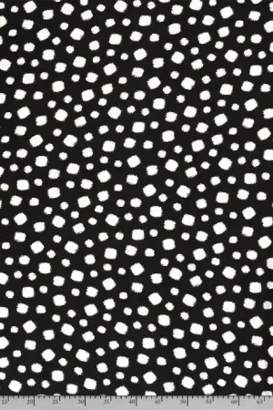 Viscose Poplin Dots Zwart Gratis Verzending