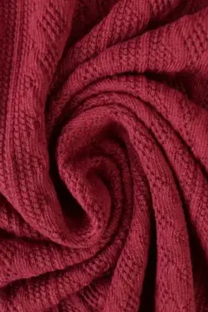 Superprijs Jacquard gebreide kabel stof – Bordeaux rood