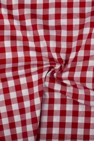 Rood wit geruit katoen – Boerenbont met 18mm ruit Nieuw