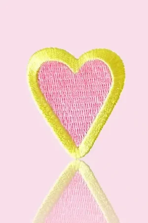 HejPatches - strijkapplicatie hart geel\\/roze Lage Kosten