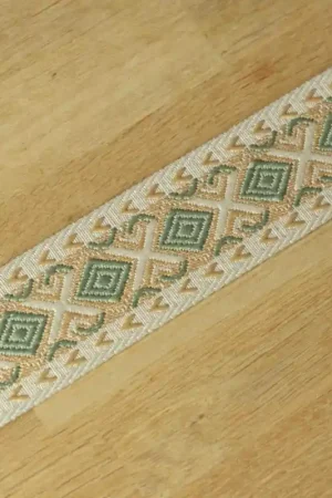 Weekendaanbieding Tassenband print 50mm oudgroen\\/beige