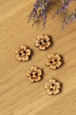 Beperkt Aanbod Houten knoop bloem 13mm