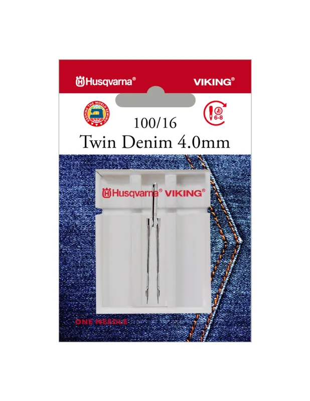 Tijdelijk Beschikbaar Husqvarna-Viking Tweelingnaald Denim / 100 / 4 mm (1 stuk) Naalden