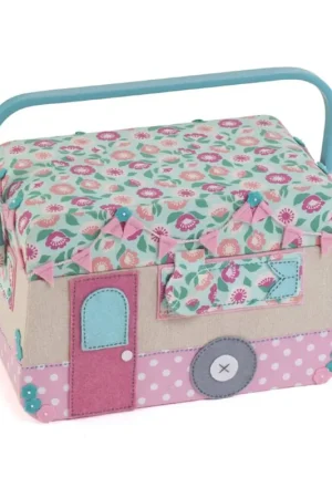 Uitverkoop Naaimand Caravan Sewing Box Appliqué Design 20.5x31x16 cm