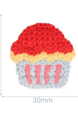 Gecertificeerd merkloos applicatie cupcake gebreid 30x28mm rood