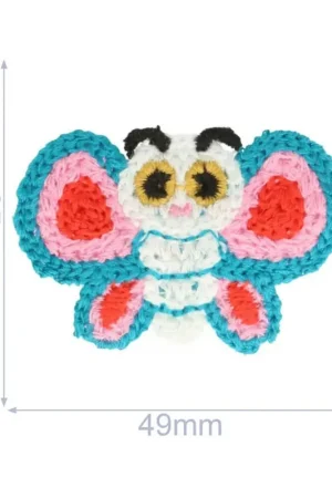 merkloos applicatie Vlinder gebreid 49x35mm petrol Betrouwbaar