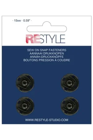 Beperkte Voorraad ReStyle 015.12015 Aannaaidrukknopen 15 mm zwart, 4 stuks