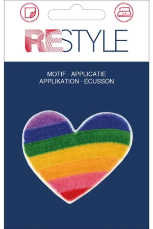 Finale Uitverkoop ReStyle Applicatie Rainbow heart 5x4cm