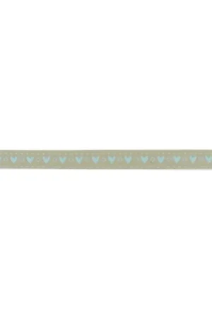 Band hartjes 15mm beige met blauw Nieuw
