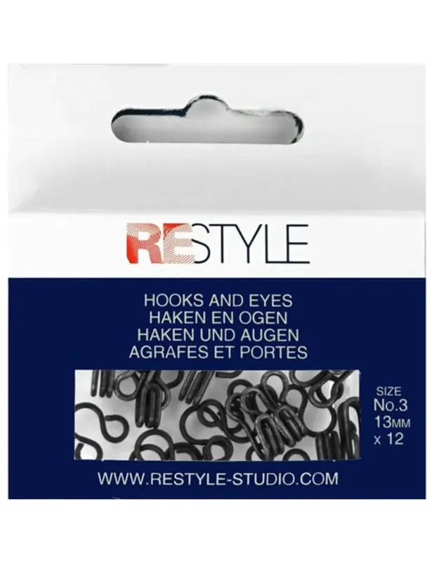 Populair Haken en ogen nr. 3 zwart, 12 stuks