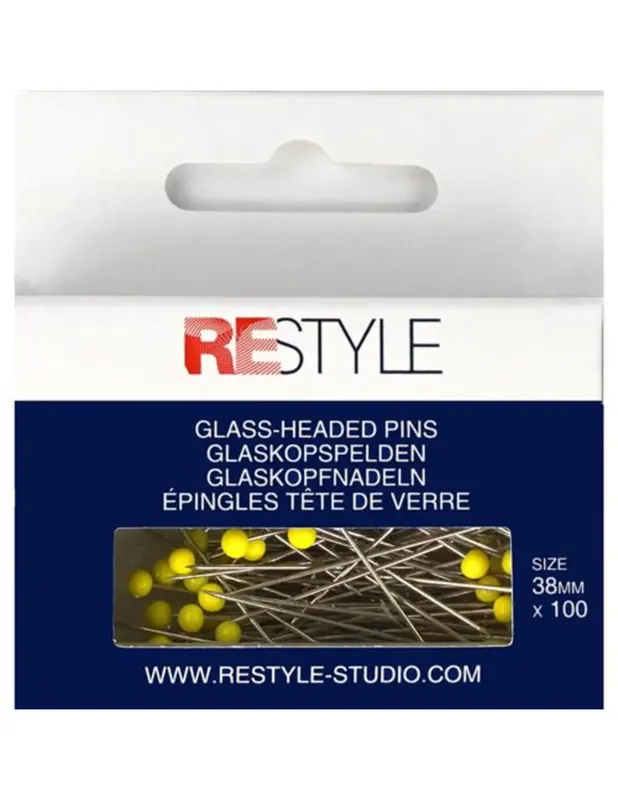 Premium Restyle Glaskopspelden staal 0,60 x 38 mm geel 100 stuks